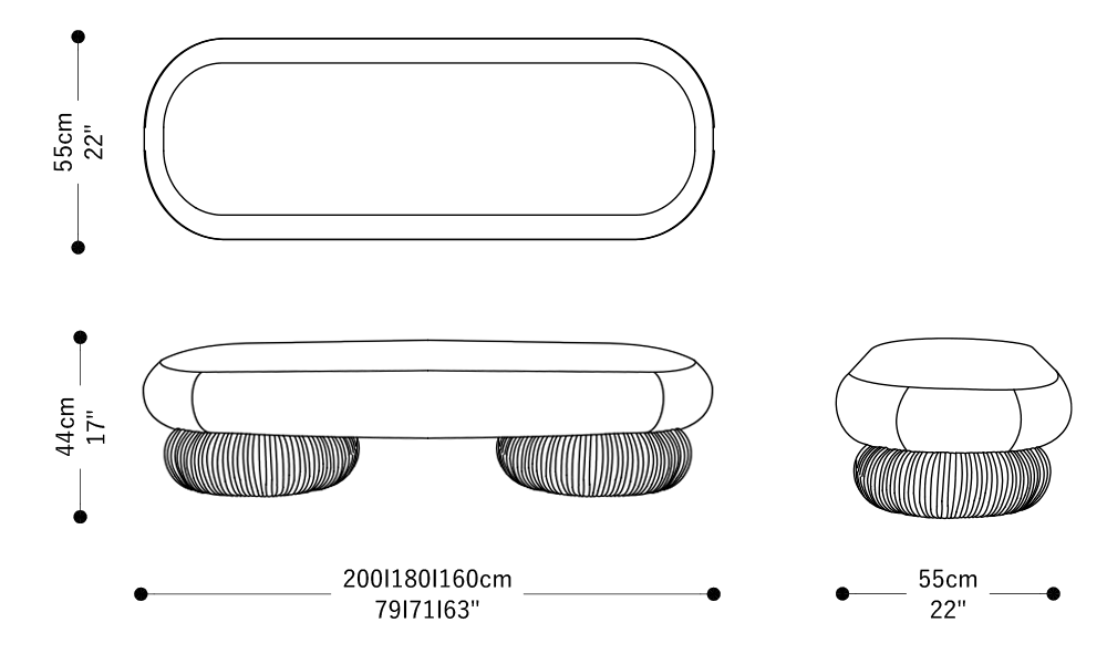 Image of the main dimensions of the product